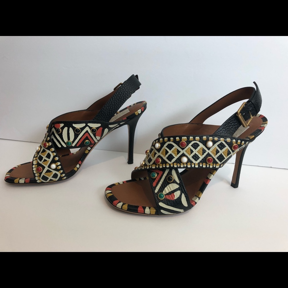 Valentino Hand-Painted Slingback heels with multi-colored studs - Picture 5 of 8